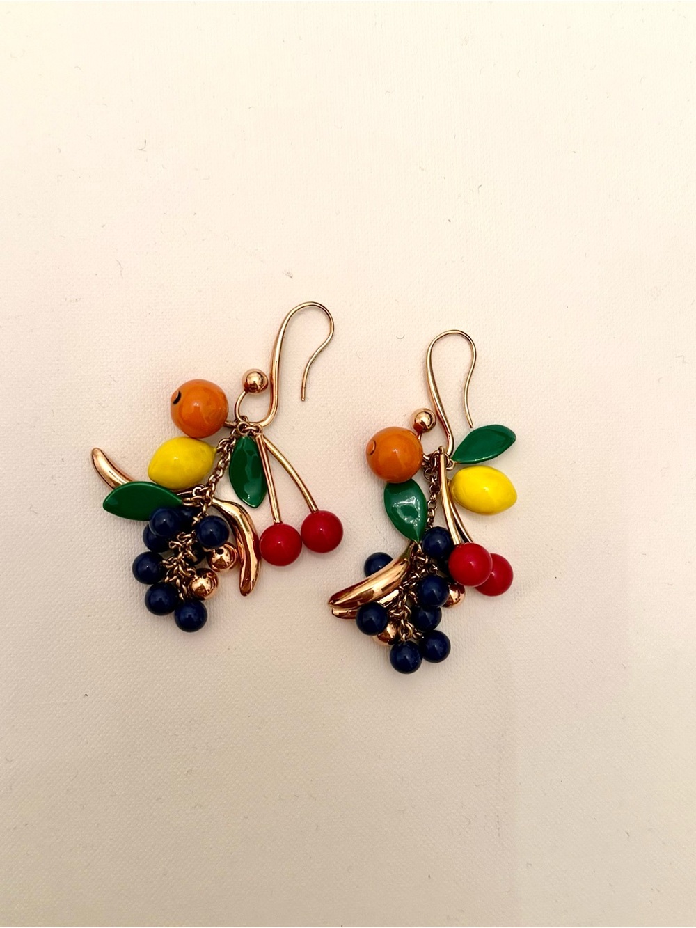 Zimmermann RARE Mix Fruit Drop Earrings Gold Tone - Picture 4 of 4